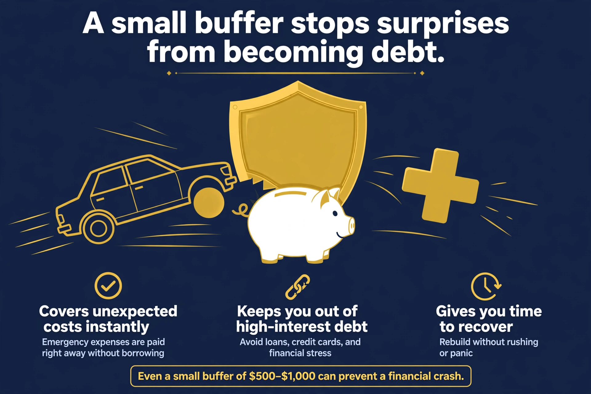 A small cash buffer shielding a budget from a surprise car repair